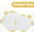 thumbnail image 2 of 200PCS White and Gold Plates - Gold Plastic Plates - Fancy Disposable Plate - Gorgeous Wedding Dinner & Dessert Plate for 100 Guests for Wedding & Thanksgiving Party, 2 of 9