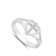 thumbnail image 4 of Clear CZ Cross Heart Christian Love Ring .925 Sterling Silver Band White Jewelry Female Size 10, 4 of 4