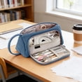 thumbnail image 7 of Large Capacity Pencil Case 8.2 Inch, Multi Compartment Zipper Pen Pouch for Office Supplies Art Tools Stationery, Blue, 7 of 7