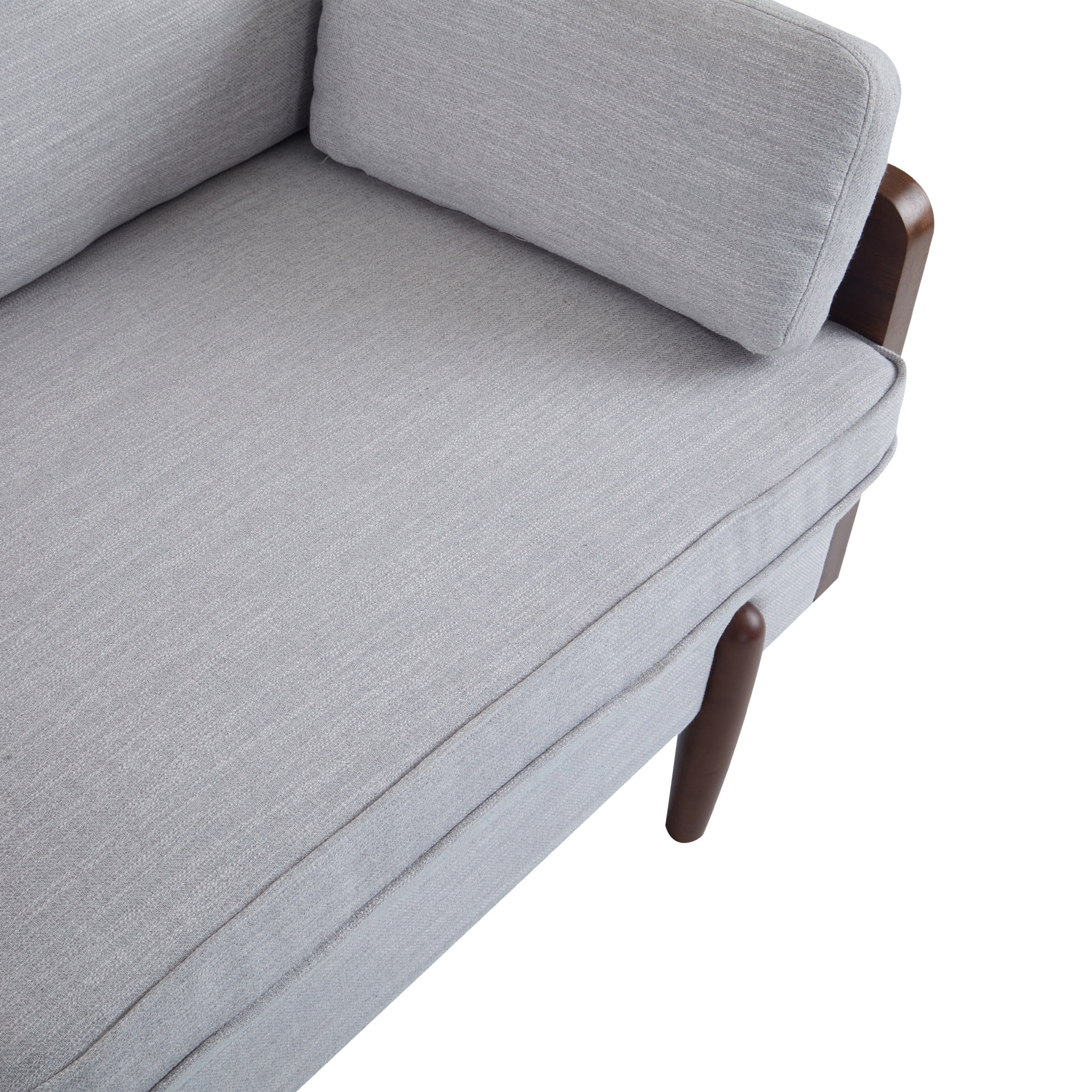 Mid-Century Modern Sofa with Slim Track Arms and Wood Frame, Light Smoke Gray