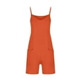 thumbnail image 3 of Lenpel Women's Summer Rompers Loose Spaghetti Strap Casual Jumpsuits Sleeveless Short Overalls with Pockets, 3 of 5
