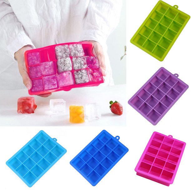 Yesbay Silicone Large Ice Cube Mold 15Grid Mould Tray Maker Rectangle