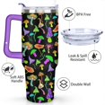 thumbnail image 3 of 40oz Bright Hallucinogenic Mushroom Stainless Steel Flip Straw Tumbler Spill Proof Travel Cup Double Wall Vacuum Insulated Coffee Mug with Top Handle, 3 of 6