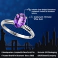 thumbnail image 2 of Gem Stone King 14K White Gold Purple Amethyst Solitaire Engagement Ring for Women | 1.20 Cttw | Oval Checkerboard 8X6MM | Gemstone February Birthstone | Size 9, 2 of 6