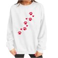 thumbnail image 5 of GUZOM White Womens Cute Paw Print Valentine's Crewneck Sweatshirt - Cozy Loose Casual Pullover for Dog/Cat Lovers & Daily Outings,Size M, 5 of 8