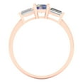 thumbnail image 4 of 0.8 ctw 3 Stone Anniversary Ring for Women | Emerald Cut Blue Moissanite | Hyperallergenic Solid 14K Rose Gold, 4 of 5