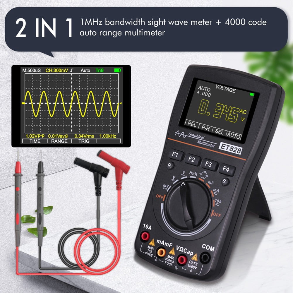 2 in 1 ET828 Smart Digital Multimeter 1MHz 2.5Msps Sampling Rate Oscilloscope
