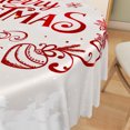 thumbnail image 3 of Duangreer White Merry Christmas 60''Round Tablecloth, Red Ribbon Heart Print, Washable Picnic Table Cover for Family Party Dining Indoor and Outdoor, 3 of 6