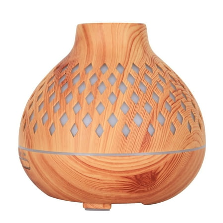 Bois Diffuseur d'huile essentielle d'aromathérapie 500ml Lumière LED de