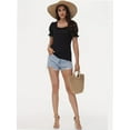 thumbnail image 6 of 3-pack Black Tops for Women Summer Casual Ruffle Trim Sleeve Square Neck T Shirts, 6 of 6