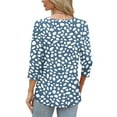 thumbnail image 3 of Hvot&aat Womens 3/4 Length Sleeve Tops Plus Size Crewneck Loose Fit Casual Shirts, 3 of 7