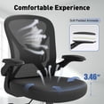 thumbnail image 3 of Silla de oficina Keratee de malla con soporte lumbar ajustable y apoyabrazos abatibles, 3 of 8