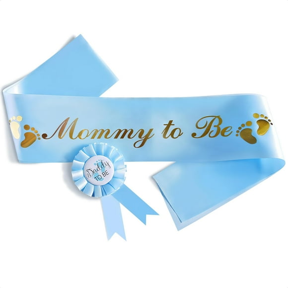 V TOWER Decoración de baby shower para niño – Bienvenido bebé niño género revelar papá a ser insignia faja para baby shower fajas azules decoraciones de baby shower azul – decoraciones de baby shower