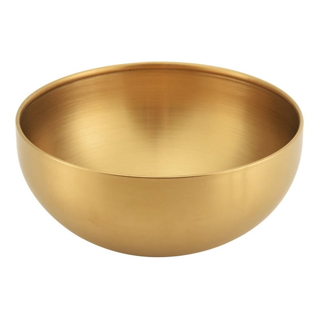 de Ensalada Acero Inoxidable Gran Capacidad Recipiente Comida Cocina Coreano TazóN Ramen Fideos Arroz Sopa, Dorado, 15X7 CM
