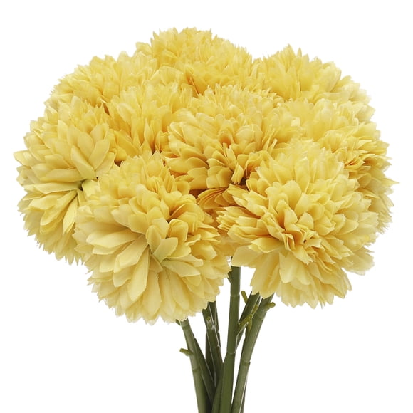 Uxcell Artificial Flower Heads Silk Chrysanthemum Hydrangea Yellow Faux Flowers 10Pcs