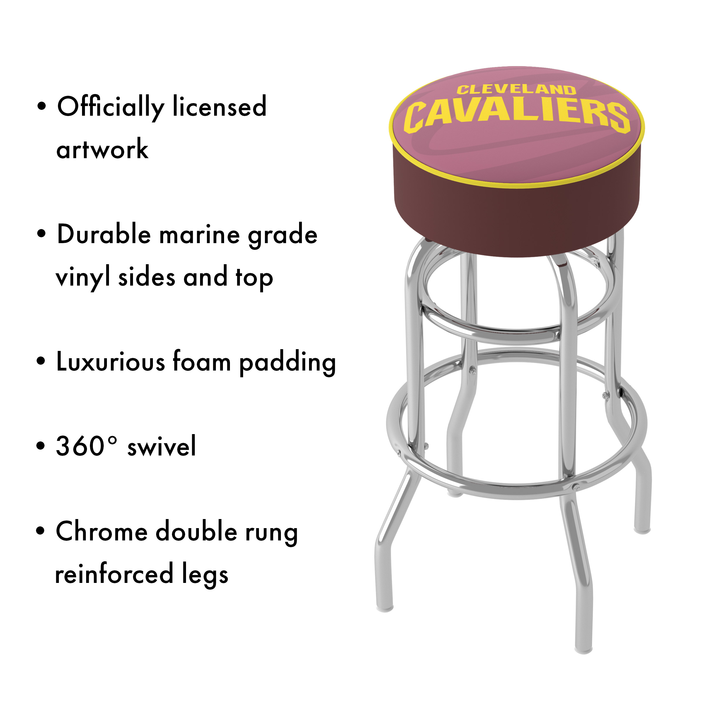 Trademark Gameroom Cleveland Cavaliers Fade Bar Stool with Padded Seat