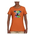 thumbnail image 2 of Neon Rainbow Trippy Cute Pitbull Dog Straight at You Dog Lover Womens Graphic T-Shirt, Orange, Medium, 2 of 3