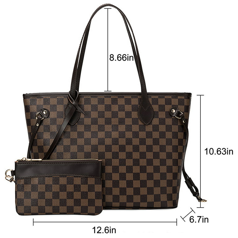 Sexy Dance Womens Brown Checkered Tote Shoulder Bag Purse With