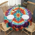 thumbnail image 3 of Colorful Tie Dye Pattern Round Tablecloth 60"x60",Wrinkle Wipeable Table Cloth for Kitchen Dining Room Picnic Patio Party, 3 of 6
