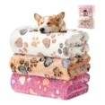 thumbnail image 1 of 3pzs Perro Mascota Manta Con Estampado De Pata Lavable, 1 of 8