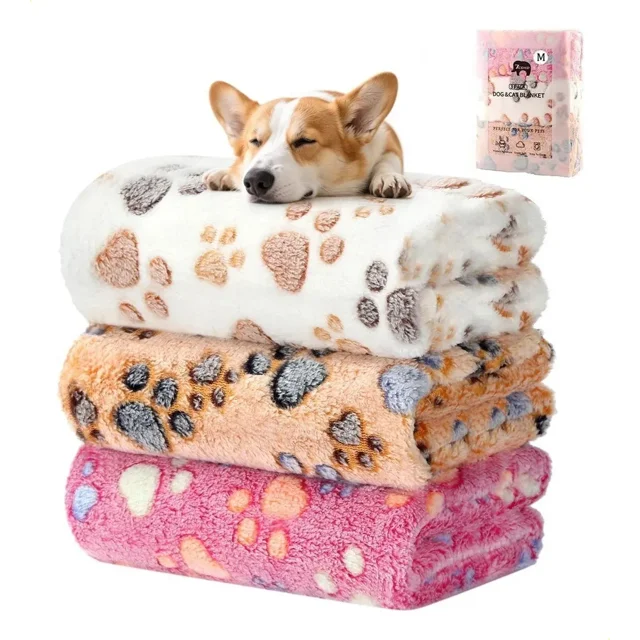 3pzs Perro Mascota Manta Con Estampado De Pata Lavable