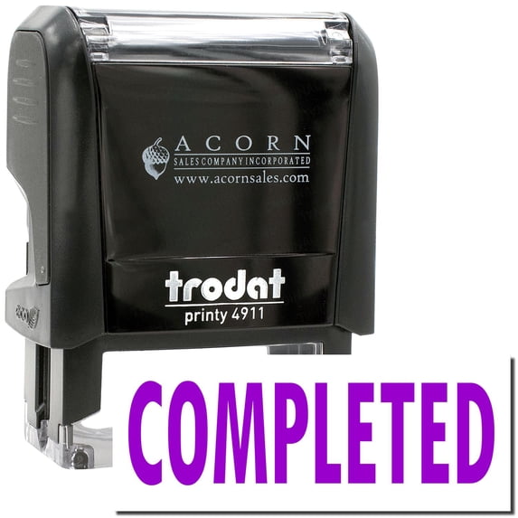 Self-Inking Completed Stamp, Trodat Printy 4911, Press and Print Stamping, Impression Size 5/8" x 1-1/2", Up to 10,000 Impressions - Purple Ink