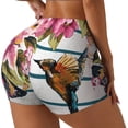 thumbnail image 2 of Naloa Bird and Floral Biker Shorts for Women Seamless Scrunch Short Women’s Yoga Shorts for Gym Running Sport Shorts - Medium, 2 of 9