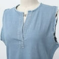 thumbnail image 6 of Fulijie Swing Dress for Women, Solid Color Sleeveless V-Neck Leisure Casual Dress for Women, Size S-3XL, Big&Tall Blue, Women Fashion Solid Dress V Neck Denim Dress Sleeveless Loose Holiday Dress, 6 of 6