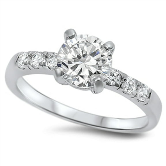 CHOOSE YOUR COLOR Clear CZ Vintage Style Thin Ring .925 Sterling Silver Band White Female Size 5