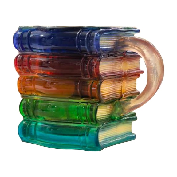 Painted Books Mug, Novelty Ceramic Coffee Cup, Hand-Painted Vintage Book Stack Design, Unique Gift for Teachers, Librarians, and Book Lovers, 1 Piece Today’s Must-Have Bargains