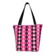 thumbnail image 1 of Fotbe pink and black argyle Bolsa de Playa con Estampado, Bolsa de Hombro, Bolsa de Mano Espaciosa, Bolsa de Viaje Ligera, Bolsa de Compras Versátil, 1 of 6