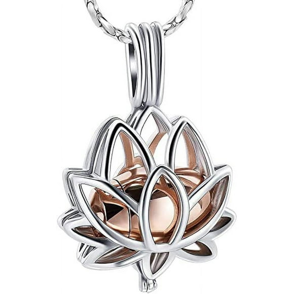 Cremation Jewelry for Ashes - Lotus Flower Ashes Pendant Necklace with Mini Keep