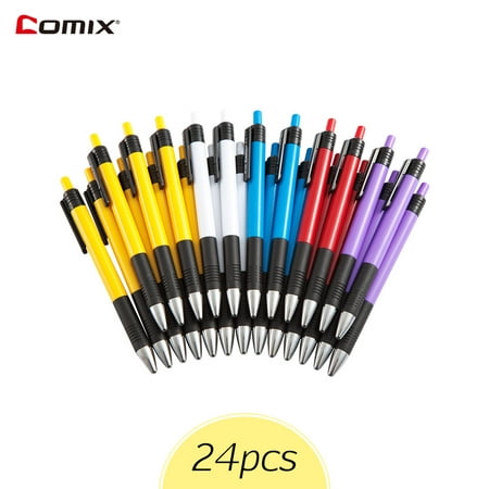 COMIX BP104R Ballpoint Pen Office Student Blue Ink Ball Pens 0.7mm 24 Pieces Random