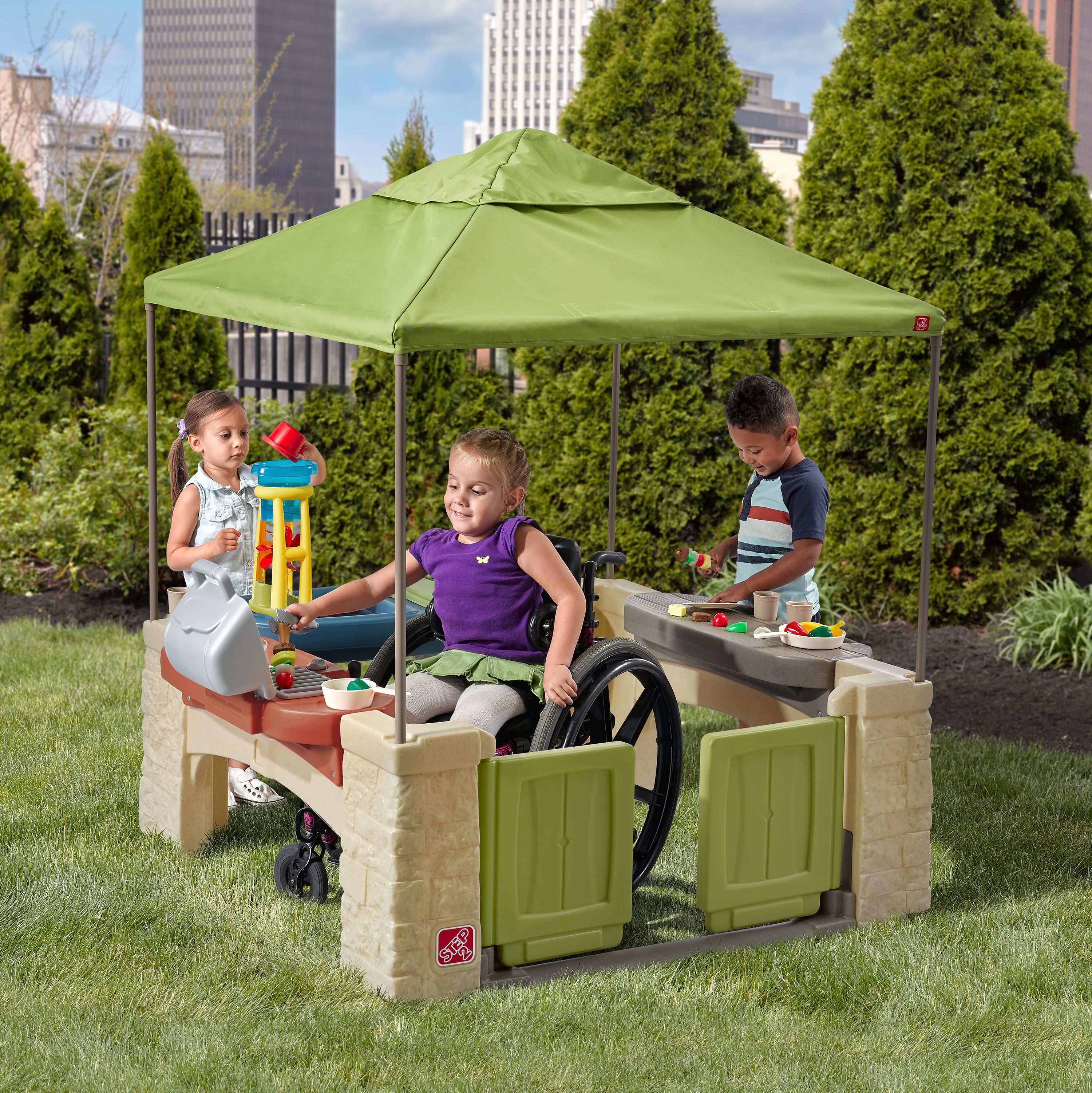 Step2 Kids Kitchen Grill Play Set Party with Canopy Outdoor Patio Yard