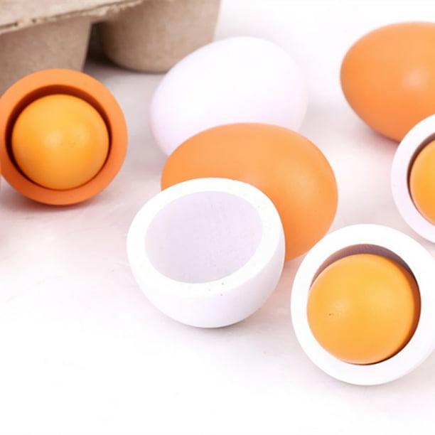 Juego De 6 Huevos De Madera Realistas – 6x4,5 Cm, Multiusos, Para Manualidades, Decoraciones De Pascua Y Juegos Infantiles