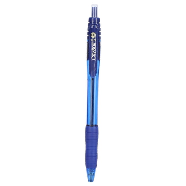 Ballpoint Pen Pressed Type Flexible Oily Ball?Point with Pen Clip Office Stationery 1.0mmBlue