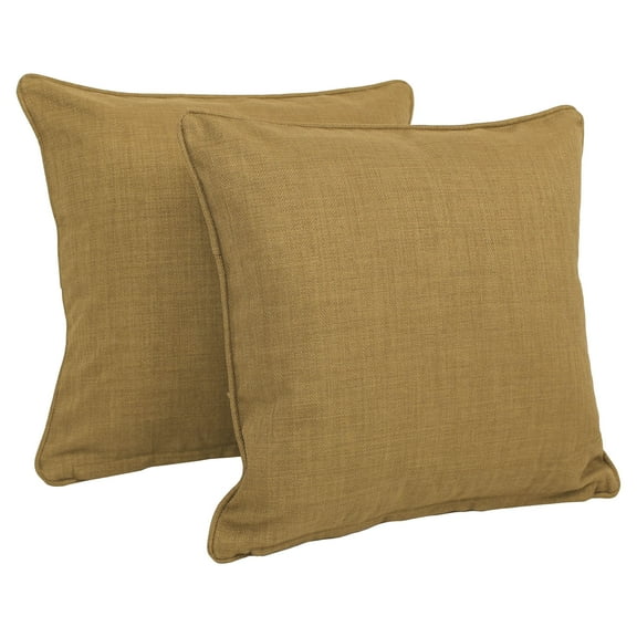 Blazing Needles Outdoor Spun Poly 20-Inch by 20-Inch by 6-Inch Throw Pillow, Wheat, Set of 2