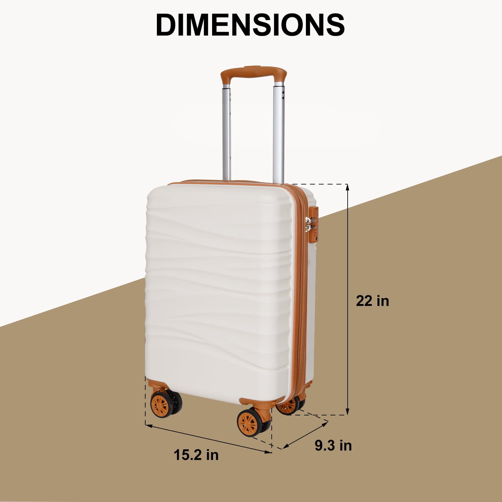 SUNSPIRE 22'' Carry On Luggage Airline Approved Hardside Suitcase with Double Spinner Wheels Expandable Carry-on Luggage for More Space Lightweight Scratch-Resistant Travel Bag YKK Zipper White