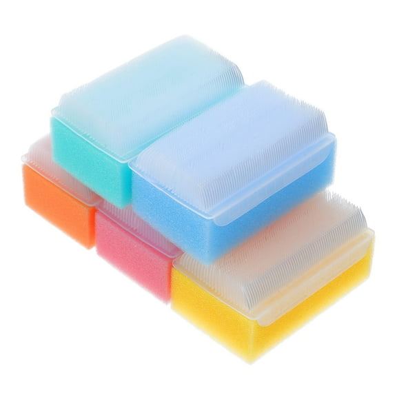 Trianu 5Pcs Baby Bath Sponges Soft Foam Sensory Scrubber with Cradle Cap Bristle Brush - Body, Hair, and Scalp Cleaning, Multicolor