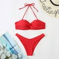 thumbnail image 2 of Conjunto de ropa de playa con estampado de Bikini y traje de baño dividido calado de Color sólido cómodo para mujer OAVQHLG3B Store  lin121212, 2 of 4