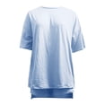 thumbnail image 5 of NMMUED Two Piece Sets for Women Summer Oversized Lounge Sets for Women Two Piece Short Set for Women Loungewear Oversized Tshirts Biker Shorts Sets, Light Blue S, 5 of 5
