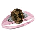 thumbnail image 3 of Star K � Oval 9x7 Genuine Smoky Quartz trillion miracle setting wide band Ring, 3 of 9