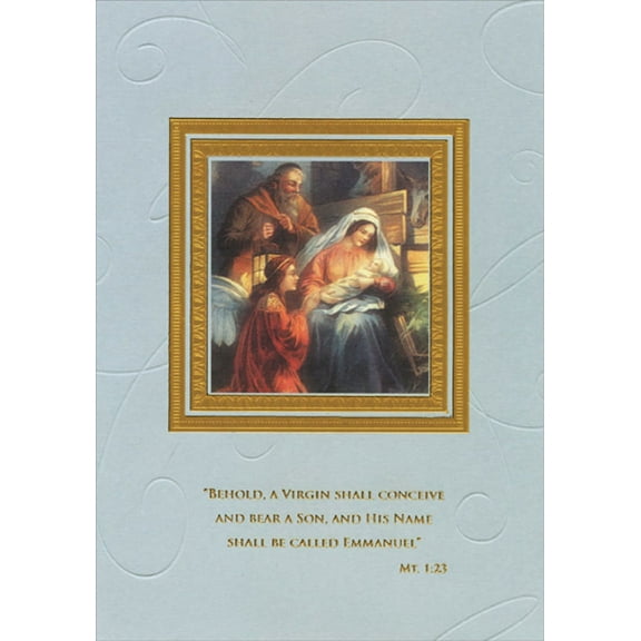 Designer Greetings Angel Kneeling by Mary and Baby Jesus Religious Box of 18 Christmas Cards