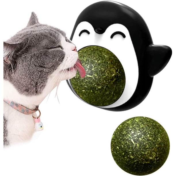 Juguete para gatos con bola de hierba gatera giratoria de 360° con tapa de almacenamiento y 1 bola de hierba gatera reemplazable