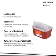 McKesson Sharps Container, Nestable, Horizontal - Red, 1 gal, 10 in x 5 in, 1 Ct