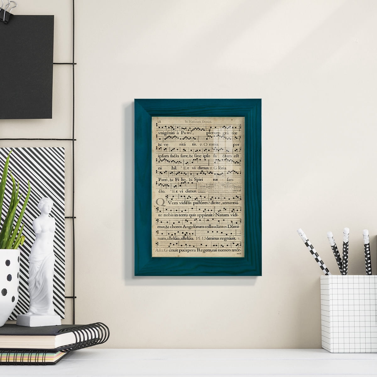 Vellum Songbook III -Framed Print w/glass-Ocean Blue