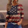 thumbnail image 5 of Conairie 4th of July T Shirt Women Crew Neck Loose 3/4 Sleeve Patriotic Shirts With Flag Stars Stripes Holiday Commemorative Tops Red M, 5 of 6