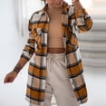 thumbnail image 4 of Rollbacks & More LEBONYARD Clearance Coats for Women,Fashion Women's Casual Lattice Printed Buttons Long Sleeve Tunic Blouse Shirt Coffee M, 4 of 8