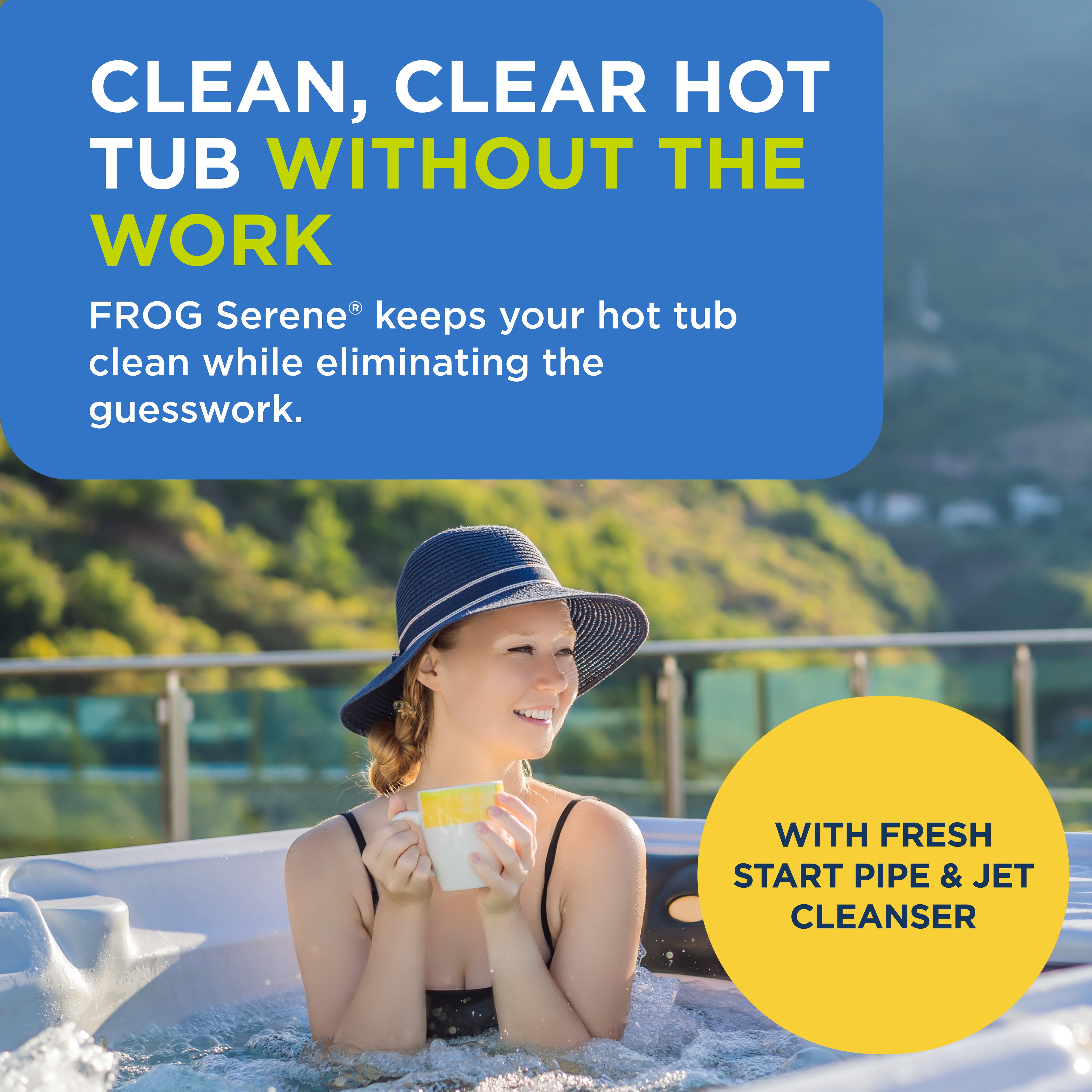 FROG Serene Floating System and Pipe & Jet Cleanser for Hot Tubs - Prefilled Hot Tub Sanitizer and Deep Clean Purge - Sanitizing Minerals & Bromine - Fresh Start Bundle