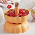 thumbnail image 3 of Halloween Pumpkin Fruit Bowl with Lid, Simulated Pumpkin Candy Snack Storage Tray, Reusable Serving Dish for Fall Harvest, Halloween Party Food, Home Tabletop Ornament Holiday Treat Container, 3 of 7